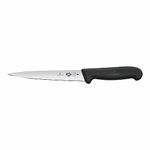 Victorinox Fibrox Chef's Filleting Knife, 18 cm, Straight Edge Knife for Professional and Household Kitchen, Black, Swiss Made, 5.3703.18