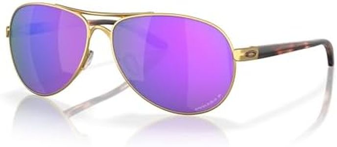 Oakley Womens OO4079 Feedback Aviator Sunglasses, Satin Gold/Prizm Violet Polarized, 59 mm