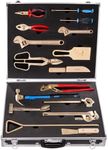 Homaura 16PCS Non-Sparking Tool Set, Aluminum Bronze Safety Tools, Adjustable Wrench, Pipe Wrench, Screwdrivers, Pliers, FM Standard Compliant for Oil & Gas, Chemical, Mining and Marine