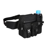 Tactical Waist Pack Bag Pouch Fanny Pack With Water Bottle Holder, SYIDINZN Outdoor Waterproof Waist Shoulder Bag for Cycling Camping Climbing Hiking Trekking Running Hunting Fishing Travel, Black, S,