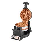 CRUX Double Rotating Belgian Waffle Maker, Keto Chaffles Iron with Nonstick PFOA Free Copper Plates for Easy Food Release, Browning Control and Removable Drip Tray, Stainless Steel