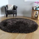 A R Creations Modern Polyester Anti Slip Round Shaggy Fluffy Fur Rug and Carpet for Living Room, Bedroom,Offices, Kitchens(4x4 Feet)-Black