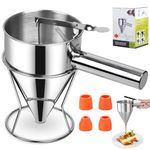 Swetfela Pancake Dispenser,Multi-Calibre Batter Dispenser,Stainless Steel with Bracket Cake Tester,600 ML Pancake Batter Dispenser for Cupcakes,Waffles,Takoyaki,Crepes,Muffins