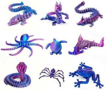 TUTHKOTH 9PCS 3D Printed Dragon Figure Collection (9Pcs-Red+Blue)