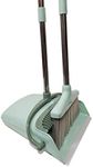 Xifando Extendable Long Handle Broom and Dustpan Set, Stainless Lightweight Upright Standing Broom and Dustpan Combo for Kitchen Lobby Office Living Room Household Indoor or Outside (Nordic Green)