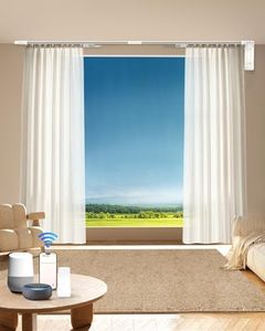 EUMUV Curtain Rods for Windows up to 166 Inches Adjustable Length Electric Smart Curtain Track System with Remote, Motorized Automatic Curtain Opener, Alexa Google Home Tuya App Compatible