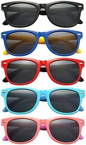 FANNYGO 5 Pack kids sunglasses for Boys Girls Kids Polarized Sunglasses (Black+blue+Red+light blue+pink purple)