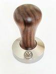 58.5 mm Tamper for IMS and E&B, Lab Competition Filter Baskets, Italian Walnut and INOX Steel. Flat Bottom.
