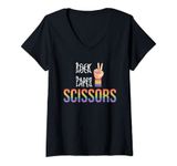 Womens Rock Paper Scissors Lesbian Gay Pride Month V-Neck T-Shirt