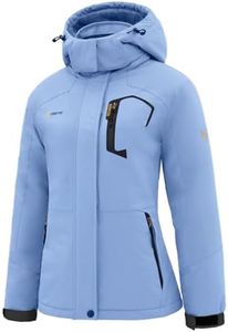 GEMYSE Women's Ski Snow Jacket Warm Winter Waterproof Coat Snowboard Rain Jacket Hooded Windproof Windbreaker(Virtual Blue,Medium