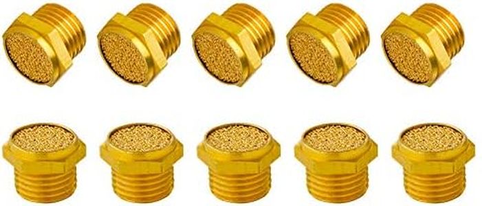 Quickun Pneumatic Muffler Silencer, 1/4” Male Thread Brass Air Exhaust Muffler Sintered Bronze Mufflers (Pack of 10)
