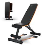 Flexnest Commercial Grade Adjustable And Foldable Gym Bench Incline,Decline & Flat 250 Kg Capacity Fitness Gym Bench with Resistance Ropes For Home Workout (Flexbench EZ - Black)