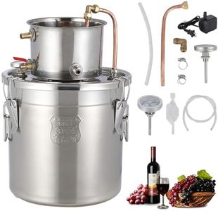 GarveeHome Alcohol Distiller - Spirits Kit w/Circulating Pump, Copper Tube & Dual Display Thermometer, Home Brew Wine Making Kit Oil Boiler Stainless Steel for Diy Whisky Wine Brandy,13Gal