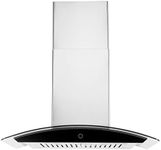 Hauslane | Chef Series Range Hood 30" WM-639 Wall Mount Range Hood | Contemporary Stainless Steel Tempered Glass Stove Ventilation | 3 Speed, Touch Control, Baffle Filters| Vented or Ductless