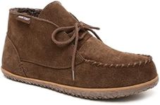 Minnetonka Men’s Torrey Suede Chukka Boots - Handcrafted with Berber Lining, Removable Contoured Footbed, MinnTREAD Rubber Sole with Rice Husk, and Suede Upper - Indoor and Outdoor Use,Chocolate,10 M