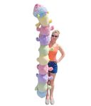 Huge 80" (6' 8" Tall) Solf Plush Jumbo Caterpillar Furry Body Pillow Toy - Pastel Rainbow Color.