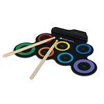 WICKED GIZMOS Electronic Drum Mat – Roll Up Digital Music Pad Instrument for Beginners Children - Learn to Play Record your Own Beats – Digital Snare Tom Crash Ride Pedal Sticks (Multi Colour)