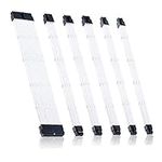 Braided ATX Sleeved Cable Extension Kit for Power Supply Cable Kit, PSU Connectors, 24 Pin, 8 Pin, 6 Pin 4 + 4 Pin, 6 Pack, with Cable Comb 24 Pieces Set 24-Pin, 8-Pin, 6-Pin (White)