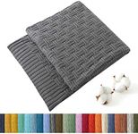 TREELY 100% Cotton Knitted Throw Blanket Couch Cover Blanket(50 x 60 Inches, Dark Grey)