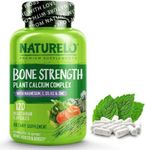 NATURELO Bone Strength - All-in-One Balanced Formula - Plant-Based Calcium, Magnesium, Potassium, Vitamin D3, K2 and Vitamin C - 120 Vegan Capsules | 1 Month Supply