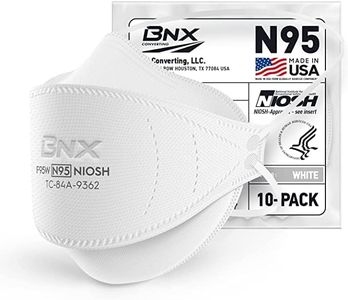 BNX N95 Mask NIOSH Certified MADE IN USA Particulate Respirator Protective Face Mask, Tri-Fold Cup/Fish Style, (10-Pack, Approval Number TC-84A-9362 / Model F95W) White