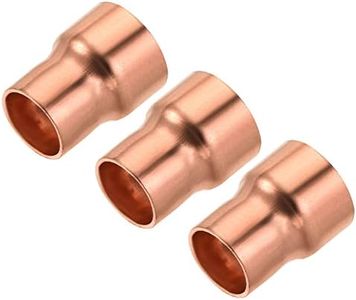 MECCANIXITY Copper Reducing Coupling Fitting with Sweat End, 1/2 x 5/8 Inch ID for HVAC Refrigeration Adapter, Pack of 3