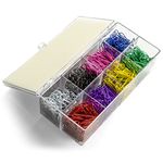 Officemate PVC-Free Color Coated Paper Clips, #2, 800 per Reusable Plastic Organizer with 8 Compartments (97228)