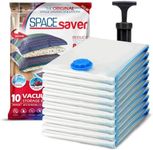 Spacesaver Premium Vacuum Storage Bags. 80% More Storage! Hand-Pump for Travel! Double-Zip Seal and Triple Seal Valve! Vacuum Sealer Bags for Comforters, Blankets, Bedding, Clothing! (Medium 10 Pack)