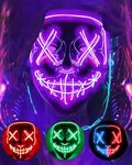 DWTECH Purge Mask LED Halloween Mask LED Halloween Costume LED Glow Scary Light Up Masks for Adult Men Women Festival Party Carnival Costume Christmas Cosplay Glow in Dark (Purple)