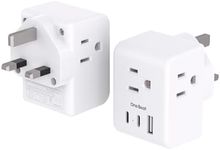 2 Pack US to UK Ireland Travel Plug