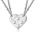 BFF Necklace for 2 Sterling Sliver Couples necklace Heart Necklace Friendship Necklace Matching Pendant Set Jewelry Valentine Gifts for Women Men Family