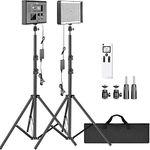 Neewer 2-Pack 2.4G LED Video Lighting Kit: Bi-Color CRI 95+ 280 LED Panel with 2M Light Stand, LCD Display, 2.4G Remote for Photo Studio Photography, Ball Head/Carry Bag Included