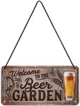 Nostalgic-Art Retro Welcome to The Beer Garden Hanging Sign - Gift Idea for Beer Fans Metal Vintage Design for Decoration 10 x 20 cm