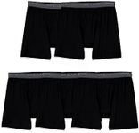 Fruit of the Loom Men's Micro Stretch Boxer Briefs, Designed to Move with You, Lightweight & Moisture Wicking, Pack of 5, Black, L