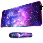 DevineCustomz® Small & Large RGB Gaming Mouse Pad with Galaxy Nebula Design, LED Extended Mousepad with 10 Lighting Modes, Non-Slip Rubber Base, Oversized (30cm Wide 35cm Long)