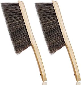 Rbenxia 2 Pieces Wooden Handle Bench Brushes Horse Hair Brushes Soft Bristles Dust Brush Household Cleaning Brushes for Fireplace, Sofa, Furniture, Workshop Woodworking (Gray)