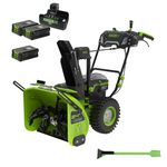 Greenworks 80V 24'' Brushless Cordless Self-Propelled Snow Blower Thrower, 2-Stage & LEDs, Electric Snow Removal Tool for Driveway, Sidewalk & Patio, (3) 4.0 Ah Batteries & Dual Port Charger Included