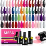 MEFA 35 Pcs Gel Nail Polish, 32 Colors All Seasons Collection Gel Nail Polish Kit with Base Coat No Wipe Glossy&Matte Top Coat Blue Red Pink Nail Art Manicure DIY Salon Home Gifts for Women Girls