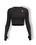 Sfytt Women Workout Crop Top Athletic Yoga Long Sleeve Fitness Tight Tee Gym Cropped Tank Tops (BL-XL)