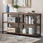 GRELO HOME Foyer Tables for Entryway, Industrial Console Table, 3-Tier Long Sofa/Hallway Table with Storage Open Bookshelf for Living Room, 47 Inch Rustic Brown