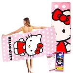 Hello Kitty Beach Towel Set - Bundle with 27x54 Hello Kitty Pool Towel Plus Decal and More | Hello Kitty Beach Towel for Kids and Adults