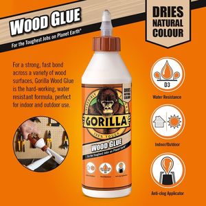 Gorilla Wood Glue 236ml – Strong Fast-Setting Adhesive