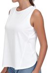 THE GYM PEOPLE Women's Workout Tank Tops Loose Fit Sleeveless Breathable Yoga Shirts with Side Slits White