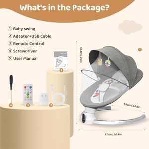 Electric Baby Bouncer Swing Chair – App & Remote Control, 5-Point Harness, Up to 9kg