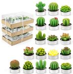 Lawei 18 Pieces Cactus Tealight Candles - Handmade Delicate Succulent Mini Plants Candles - Perfect for Home Decor Candles Festival Wedding Props and House-Warming Party