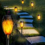 Advwin Solar Torch Lights, 6 Pack Solar Lights Outdoor with Flickering Flame, Waterproof Solar Landscape Lights for Outside Patio Pathway Yard Porch Garden Decorations