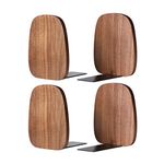 Muso Wood Book Ends for Shelves,Non-Skid Bookends for Heavy Books, Wooden Book Stopper for Home,Office,School,Library, 5.51 x 4.72 x 4.25 in, Walnut(2 Pairs/4 Pieces)