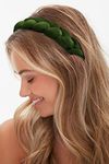 WOVOWOVO Headbands for Women, Non-Slip Soft Solid Thick Wide Solid Color Girls Hair Hoop Velvet Braided Headband's Cute Hair Accessories, Green