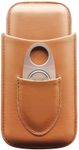 RZZLGY Cigar Case Leather Cigar Travel Case Premium 3- Finger Cigar Accessories Set for Men Cigar Humidor with Silver Stainless Steel Cutter