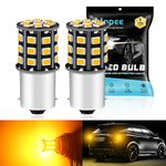 Alopee 2-Pack 1156 P21W BA15S 1141 1073 7506 1003 LED Bulbs,12V-24V Extremely Bright Amber/Yellow 2835 33 SMD Replacement for Tail Blinker LED Bulb Light Turn Signal Lights